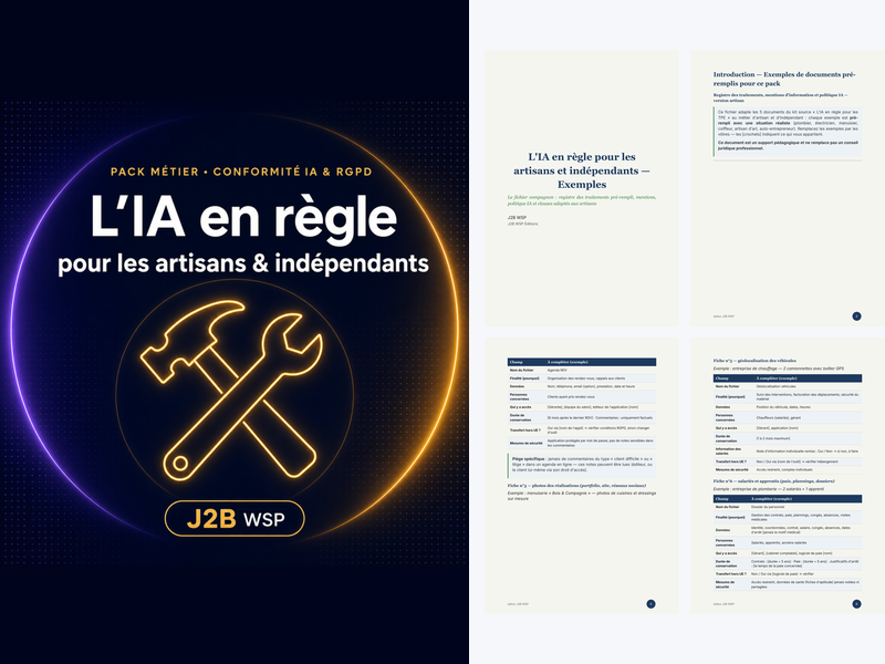 L'IA en règle pour les artisans & indépendants — Pack conformité