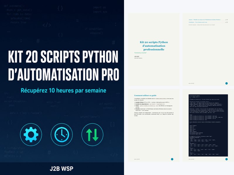Kit 20 scripts Python d'automatisation professionnelle — Gagnez jusqu'à 10 heures par semaine